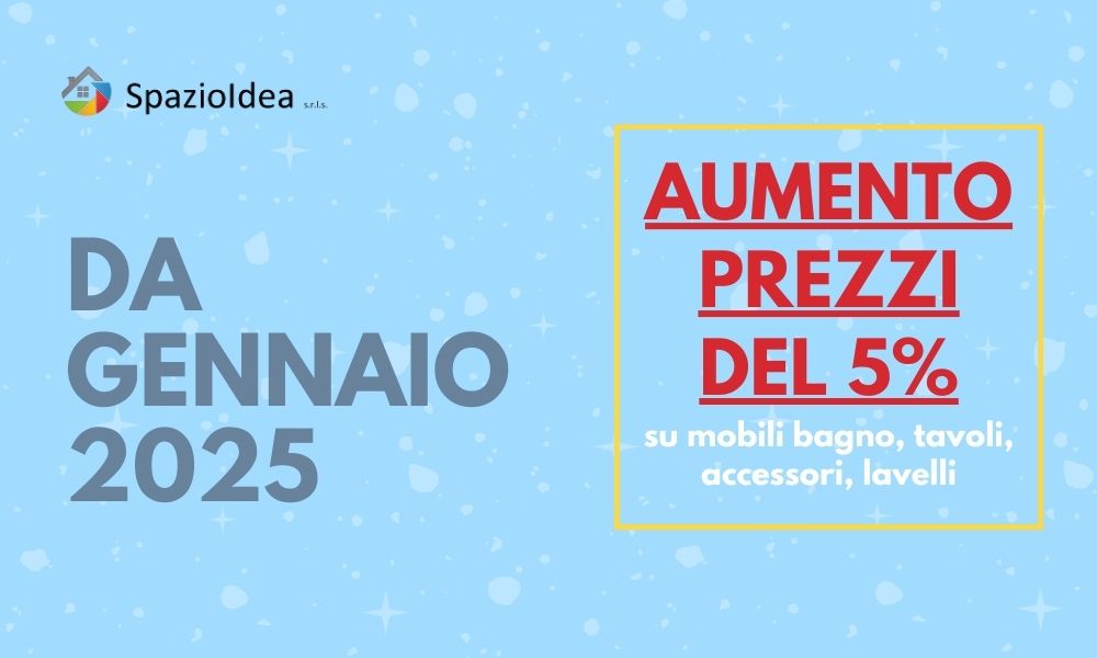 Aumento prezzi da gennaio 2025