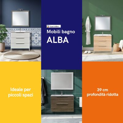 Nuovi mobili bagno a terra e sospesi modello ALBA con profondità ridotta