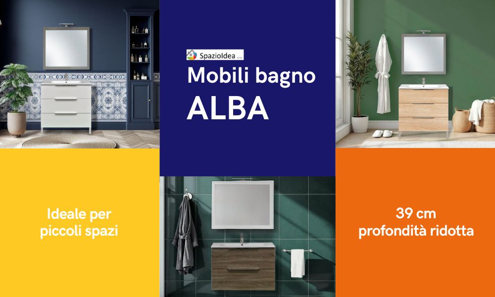 Nuovi mobili bagno a terra e sospesi modello ALBA con profondità ridotta