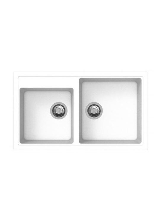 APELL PTPL862GW - LAVELLO DA INCASSO - 2 VASCHE - GRANITO BIANCO