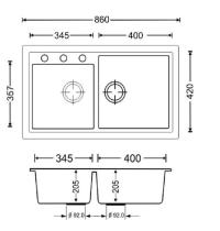 APELL PTPL862GW - LAVELLO DA INCASSO - 2 VASCHE - GRANITO BIANCO - 1 - Gallery