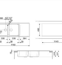 APELL  PTN116GC LAVELLO 116X50 2 VASCHE +GOCCIOLATOIO GRANITO - 1 - Gallery