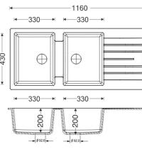 APELL PTPL1162GW - LAVELLO DA INCASSO - 116X50 - 2V+GOCC. - BIANCO - 1 - Gallery