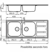 FOSTER FM1972062  LAVELLO 116X50 2VASCHE SX GOCCIOLATOIO DX INOX - 1 - Gallery