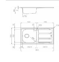 FOSTER FM1971561 lavello 86X50 EXPO 1 vasca DX gocciolatoio SX INOX - 2 - Gallery