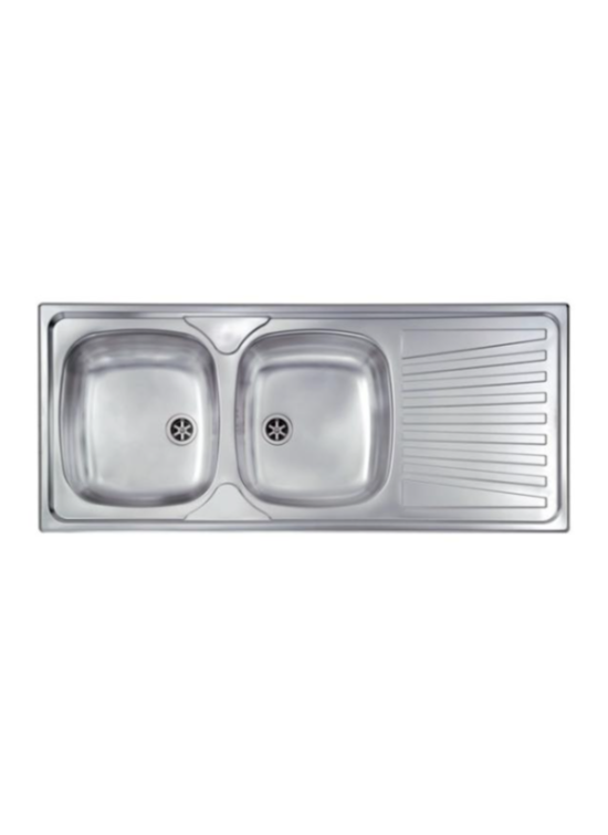 CM LAVELLI - LAVELLO MONDIAL DA INCASSO - 2 V. SX + GOCC.DX - 116x50 - ACCIAIO INOX SATINATO