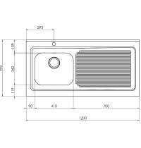 CM LAVELLI 031136 DX - LAVELLO DA APPOGGIO ROSSANA - 1 V. DX + GOCC. SX - 120x60 - INOX SATINATO - 1 - Gallery