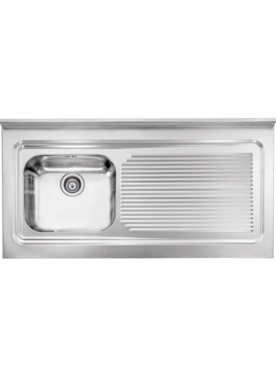 CM LAVELLI 031136 sX - LAVELLO DA APPOGGIO ROSSANA - 1 V. SX+ GOCC. Dx- 120x60 - INOX SATINATO