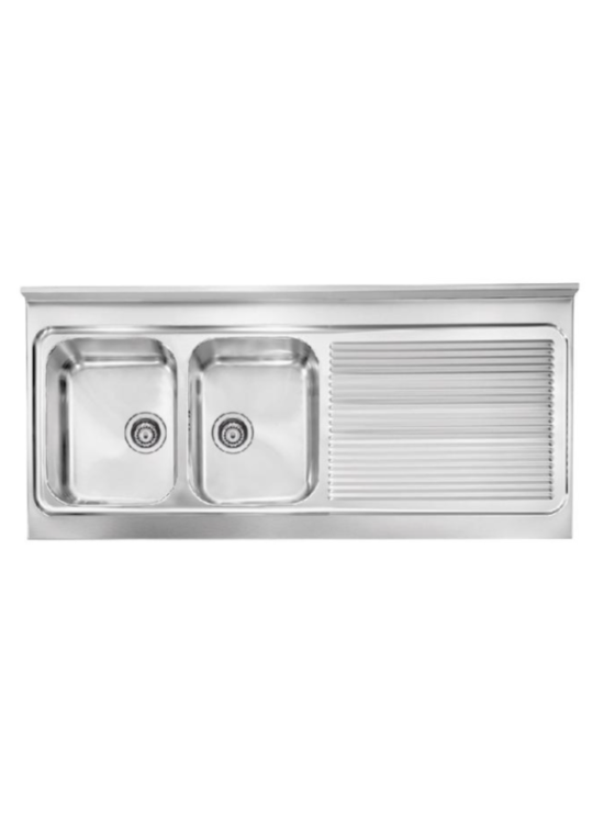 CM LAVELLI - LAVELLO ROSSANA DA APPOGGIO - 2 V. SX + GOCC. DX - 135x60 - INOX SATINATO