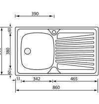 CM LAVELLI 011533D - LAVELLO DA INCASSO MONDIAL - 1V. DX + GOCC. SX - 86x50 - ACCIAIO INOX - 1 - Gallery