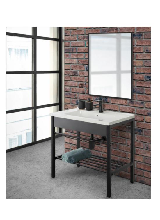 Bagno STONE in KIT cm 60 metallo nero