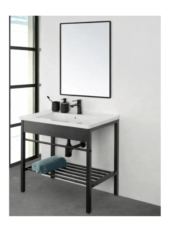 Bagno STONE in KIT cm 80 metallo nero