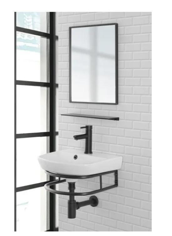 BAGNO STONE in KIT CM 45 metallo nero sospeso