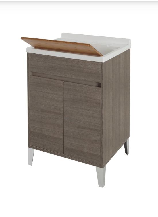 LAVATOIO VELA CM 60 ROVERE SCURO 2 ANTE LAVELLO IN CERAMICA