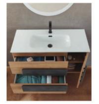 MOBILE BAGNO CITY  sospeso CM 100 ROVERE e pietra 2 cassetti e anta - 1 - Gallery