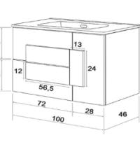 MOBILE BAGNO CITY  sospeso CM 100 ROVERE e pietra 2 cassetti e anta - 3 - Gallery