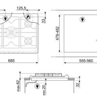 SMEG SRV876POGH - PIANO COTT. DA INCASSO A GAS - 4 ZONE COTT. - PANNA - 3 - Gallery