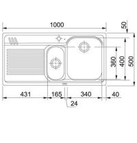 FRANKE AMX651 LAVELLO 100X50 1VSX +1/2 +GOCC.DX  INOX  101.0022.379 - 1 - Gallery