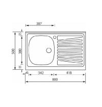 CM LAVELLI 031031D - LAVELLO MONDIAL DA APPOGGIO - 1 V. DX - 80x50 - INOX PRELUCIDATO - 1 - Gallery