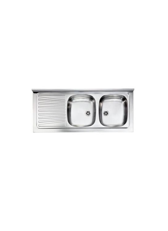 CM LAVELLI 031037.D1.01.2009 - LAVELLO MONDIAL DA APPOGGIO - 2V DX + GOCC. SX - 120x50 - INOX PRELUCIDATO