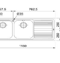 FRANKE LLX621 LOGICA LINE LAVELLO 116X50 2V DX GOCC.SX  1010150821 - 1 - Gallery