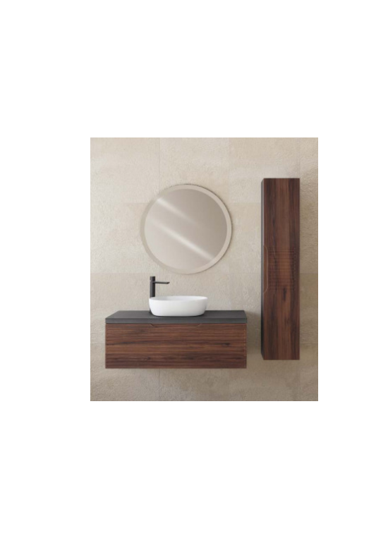 Mobile bagno LIDO sospeso  cm 90 noce con fusto ardesia con 2 cassetti