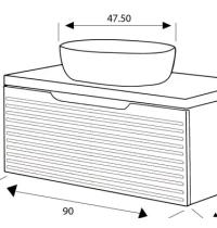 Mobile bagno LIDO sospeso  cm 90 noce con fusto ardesia con 2 cassetti - 2 - Gallery