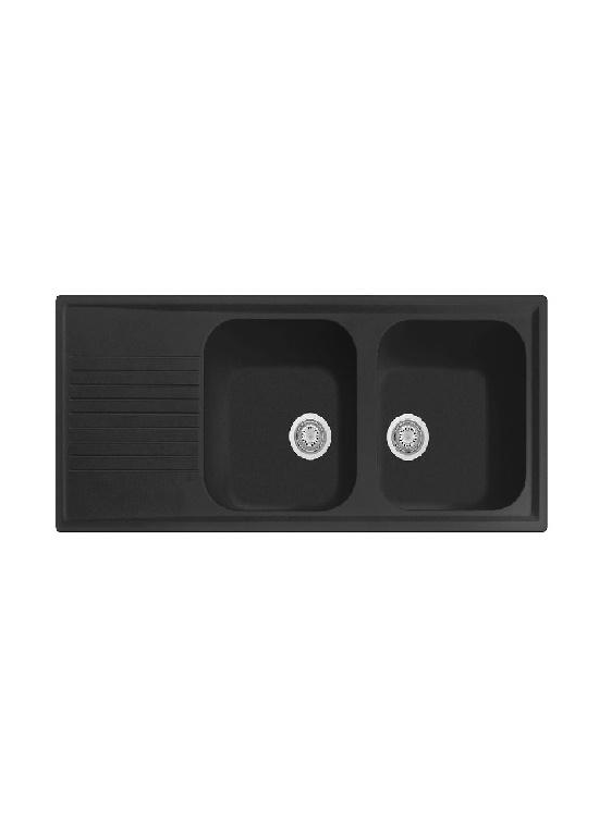 PLADOS ATLANTIC AT1162  LAVELLO 2 VASCHE+GOCC   cm.116x50 - NERO MATT UG 70