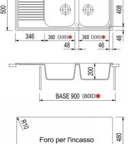 PLADOS ATLANTIC AT1162  LAVELLO 2 VASCHE+GOCC   cm.116x50 - NERO MATT UG 70 - 1 - Gallery