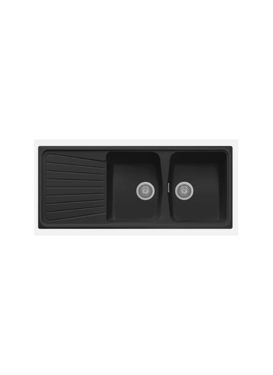 PLADOS SP1162 70 LAVELLO DA INCASSO  DUE VASCHE + GOCCIOLATOIO BLACK MATT CM 116 X 50
