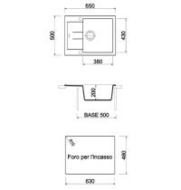 PLADOS ELEGANCE AM6510-98  LAVELLO AD UNA VASCA REVERSIBILE CM 65 X 50  BIANCO - 1 - Gallery