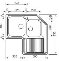 CM ZENITH LAVELLO ANGOLO INOX 2VASCHE VASCHE DX GOCCIOLATOIO SX 01124DX - 1 - Gallery