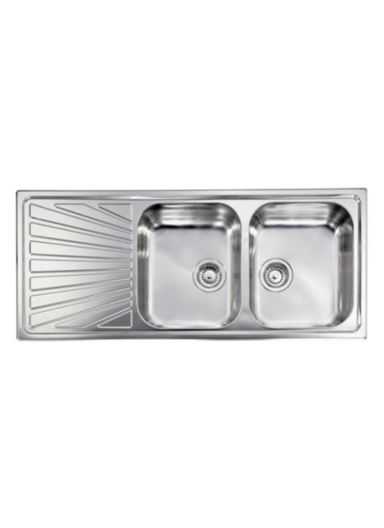 CM LAVELLI 011497D - LAVELLO COMETA DA INCASSO - 2 V. DX + GOCC. SX - 116x50 - INOX ANTIGRAFFIO
