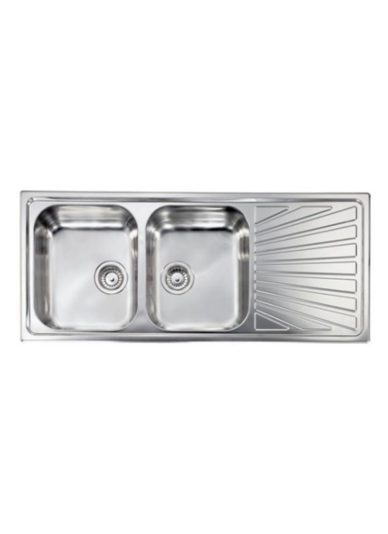 CM LAVELLI 011497S - LAVELLO COMETA DA INCASSO - 2 V. DX + GOCC. SX - 116x50 - INOX ANTIGRAFFIO