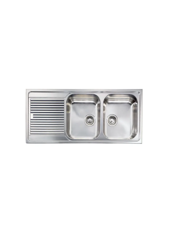 CM lavelli cm 116 x 50 - 2 vasche dx + gocciolatoio sx - inox satinato