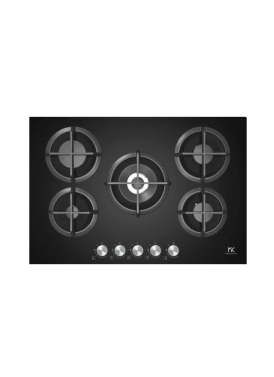 MASTERKITCHEN  MKHG7541PRTCBK PIANO COTTURA CM 75 CRISTALLO NERO 4FUOCHI+D.C GRIGLIE GHISA