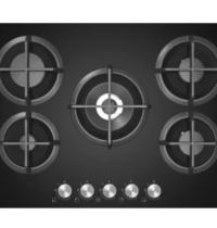 MASTERKITCHEN  MKHG7541PRTCBK PIANO COTTURA CM 75 CRISTALLO NERO 4FUOCHI+D.C GRIGLIE GHISA - 2 - Gallery