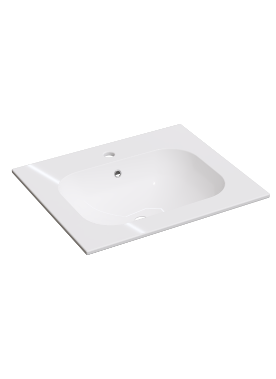 Lavabo bagno in ceramica bianco lucido cm 61 x 46