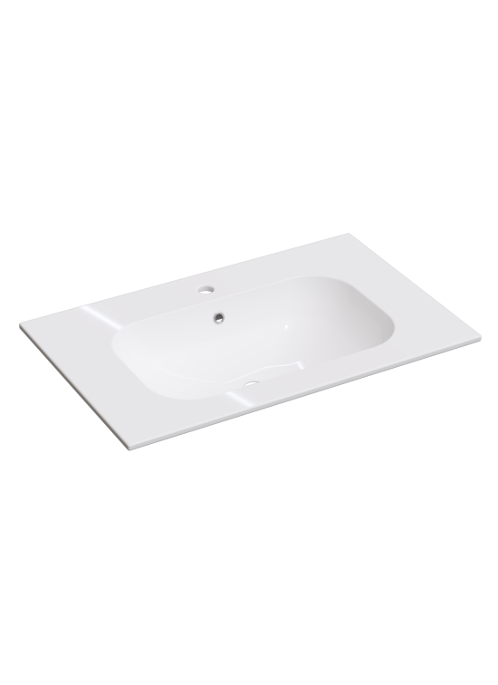Lavabo bagno in ceramica bianco lucido cm 81 x 51