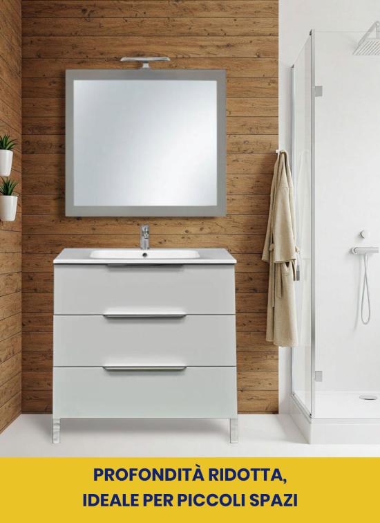 Mobile bagno a terra ALBA da 80 cm bianco opaco