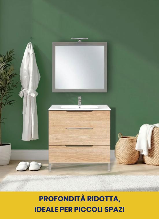 Mobile bagno a terra ALBA da 80 cm rovere naturale