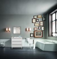 Mobile bagno TRIESTE a terra bianco lucido 80 cm con lavabo in ceramica standard - Gallery