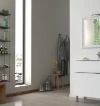 mobile bagno a terra con un cassetto e un cassettone bianco opaco 60 cm - Gallery
