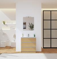 Mobile bagno a terra DIAMANTE 3 cassetti 80cm rovere naturale - Gallery