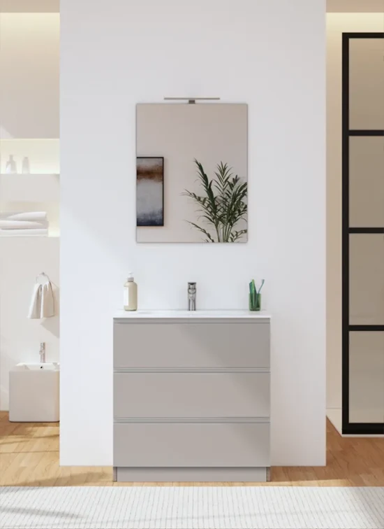 Mobile bagno a terra DIAMANTE 3 cassetti 60cm grigio cemento