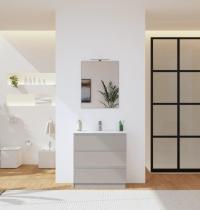 Mobile bagno a terra DIAMANTE 3 cassetti 80cm grigio cemento - Gallery