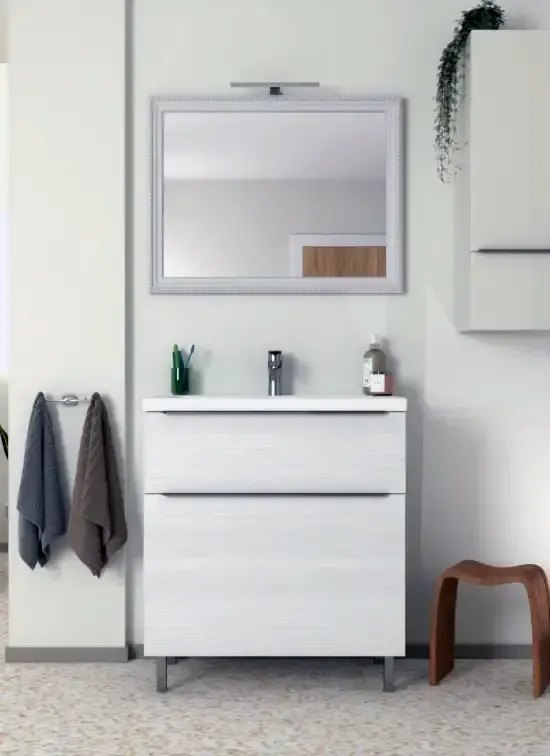 Mobile bagno a terra GENOVA 60 cm XL bianco frassinato