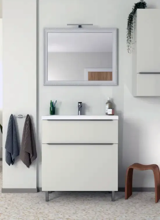 Mobile bagno a terra GENOVA 60 cm XL bianco lucido