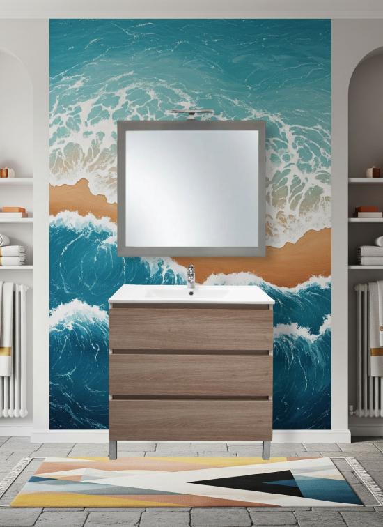 Mobile bagno a terra NAPOLI da 70 cm quercia