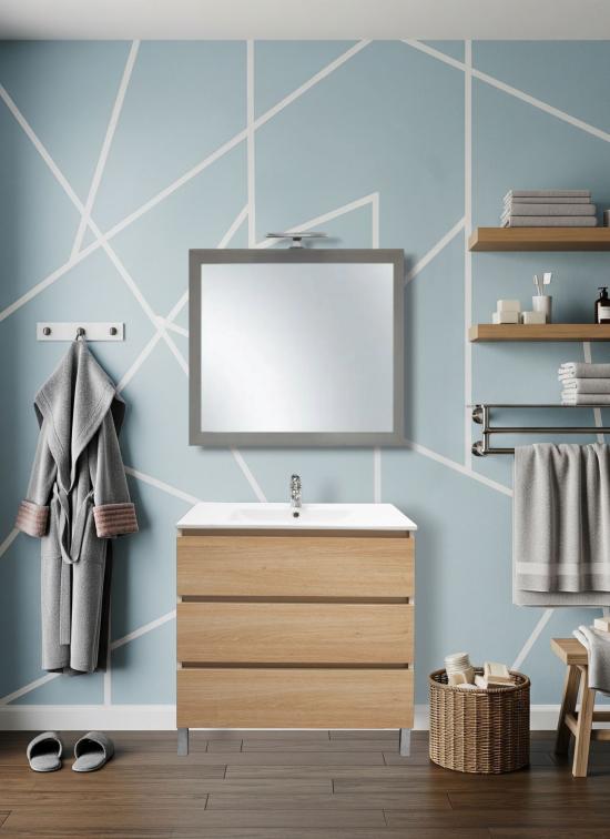 Mobile bagno a terra NAPOLI da 70 cm rovere naturale